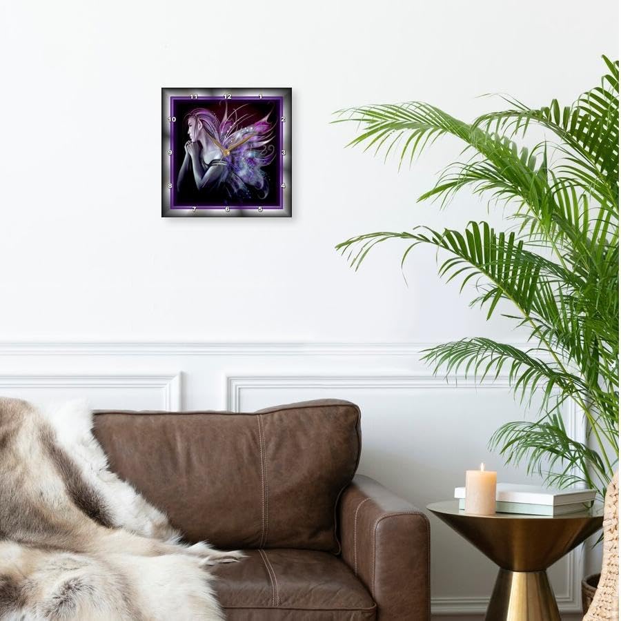 3dRose Wall Clock Silent - 10 inch - Mystical Fairy - Designs Angels or Fairy Themes
