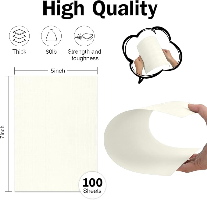 5x7 Ivory Linen Paper Textured Cardstock 80lb 100 Sheets | Goefun Light Cream Wedding Invitation Cardstock Linen Paper for Printing, Invitations, Arts & Crafts and Business Cards