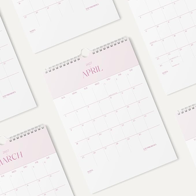 Karto Wall Calendar 2026-2027 11x17 in - Pink on Pink