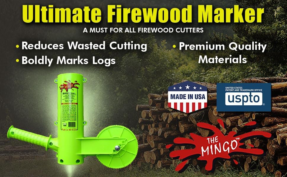 The Mingo Marker Firewood Measuring Tool - Chainsaw Firewood Marking Tool With Marking Wheel - Log Paint Marker -Firewood Measuring Tool For Chainsaw (Mingo Marker With 20" Wheel)