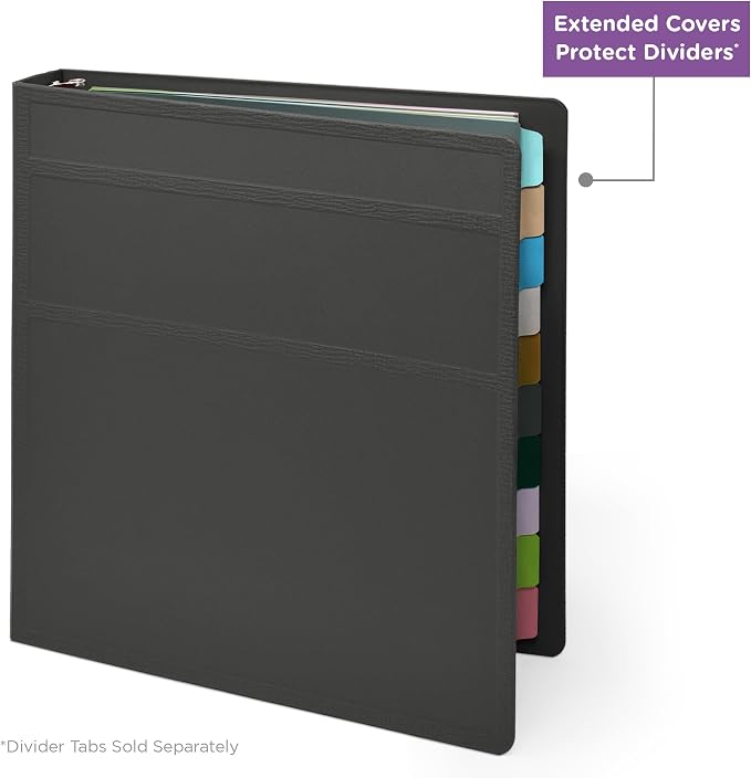 Carstens 1.5-Inch Heavy Duty 3-Ring Binder - Side Opening, Charcoal Gray, Durable Plastic, Precision No-Gap Rings, Waterproof Cover, No Pockets, Holds 250 Sheets, BPA-Free, Made in USA (2042-3R)