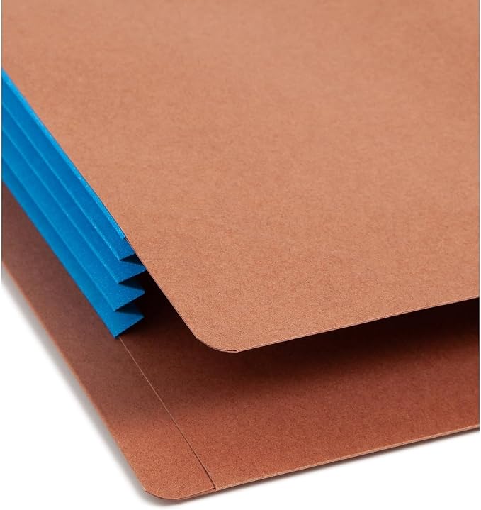 Smead End Tab File Pocket, Reinforced Straight-Cut Tab, 3-1/2" Expansion, Extra Wide Legal Size, Redrope with Blue Gusset, 10 per Box (74679)