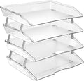 Acrimet 4-Tier Paper Letter Tray, Desk File Organizer, Plastic, Clear | Heavy-Duty, Large-Capacity