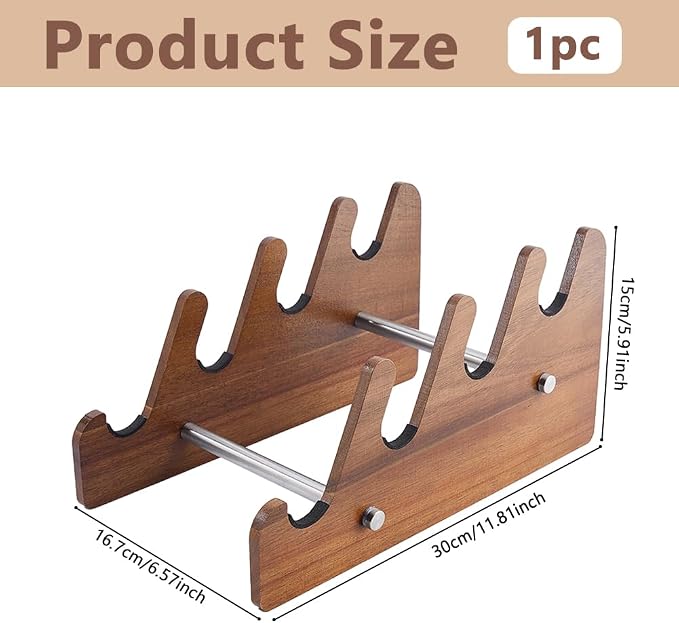 DICOSMETIC Keyboard Display Stand Mechanical Keyboard Holder Keyboards Storage Shelf Natural Acacia Wood 4 Slot Detachable 30x16.7x15cm (11.81x6.57x5.91 Inch) for Keyboards Tablet Small Devices