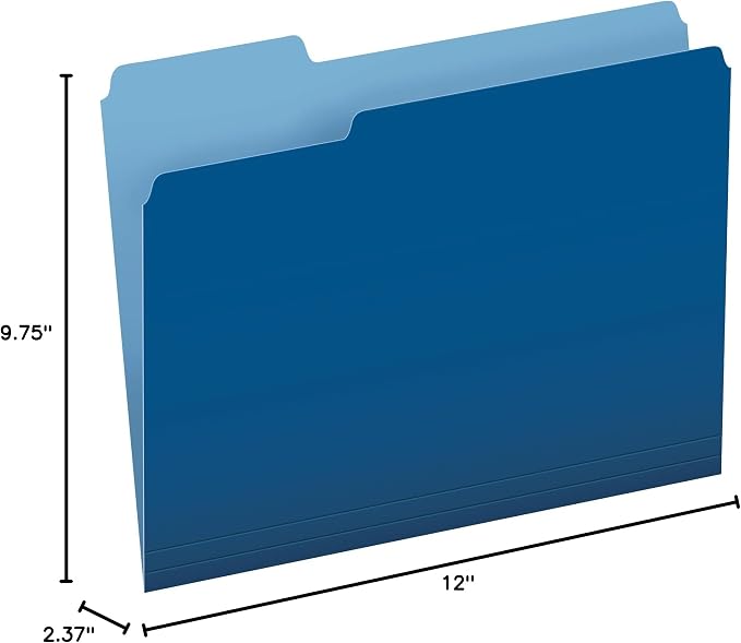Pendaflex Two-Tone Color File Folders, Letter Size, 1/3 Cut, Navy, 100 Per box (152 1/3 NAV)