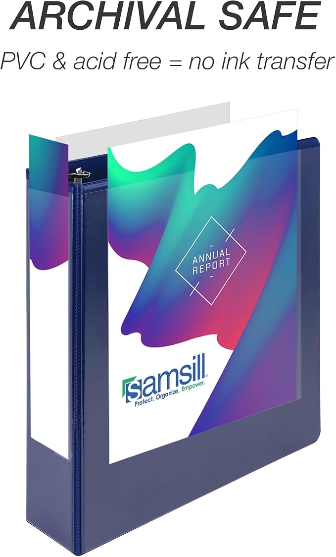 Samsill Durable 2 inch 3 Ring Binder, D Ring Binder, 100% Recycled Chipboard, Blue