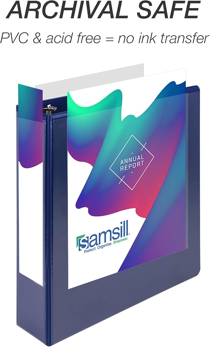 Samsill Durable 2 inch 3 Ring Binder, D Ring Binder, 100% Recycled Chipboard, Blue, 12 Pack