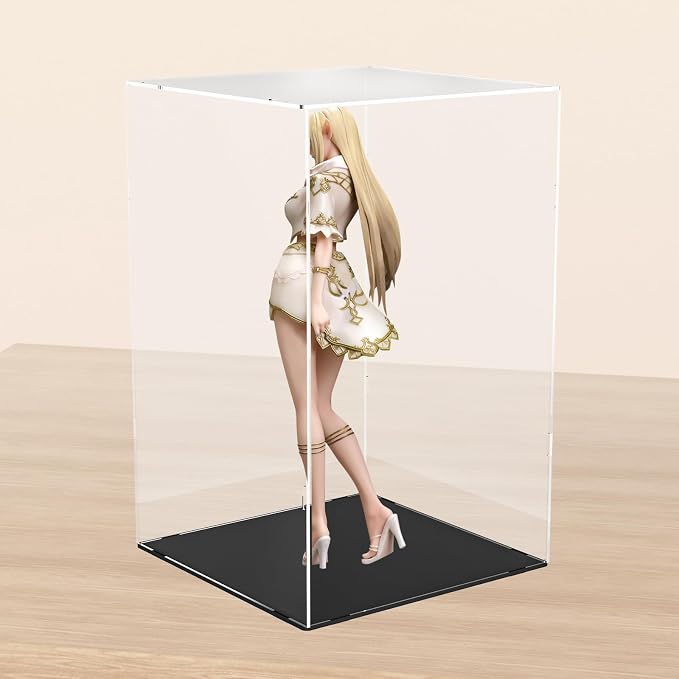 Acrylic Display Case for Collectibles,Acrylic Boxes for Display,Countertop Box Cube Organizer Stand Riser Dustproof Protection Showcase for Action Figure Doll Model Memorabilia(6x6x9.8 inch)