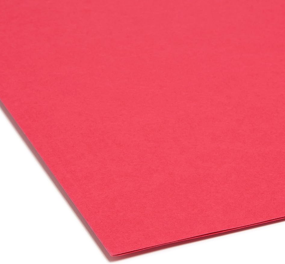 Smead File Folder, Reinforced Straight-Cut Tab, Letter Size, Red, 100 per Box (12710)