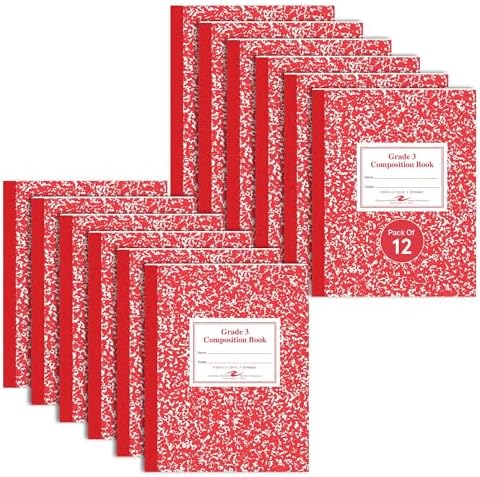 ROARING SPRING Primary Composition Book, Handwriting Notebook for Kids (K - 3rd Grade), Grade 3 Ruled, 3/8" Skip-Line Manuscript Paper, Flexible Cover, 9.75" x 7.5", 50 Sheets/100 Pages, 12 Pack