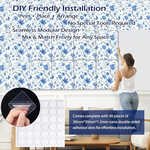 PINWELIFE® Acoustic Art Tiles – 8-Pack 12"x16" Sound Absorbing Panels, Seamless Wallpaper-Style Decorative Acoustic Wall Art, Echo Reduction for Home Studio/Office, Nano Tape Included