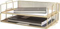 BLU MONACO | Paper Tray Stackable Gold Mesh Set of 2 | Stackable File Trays for Desk Organization | Tiered Desk Organizer with Metal Letter Trays