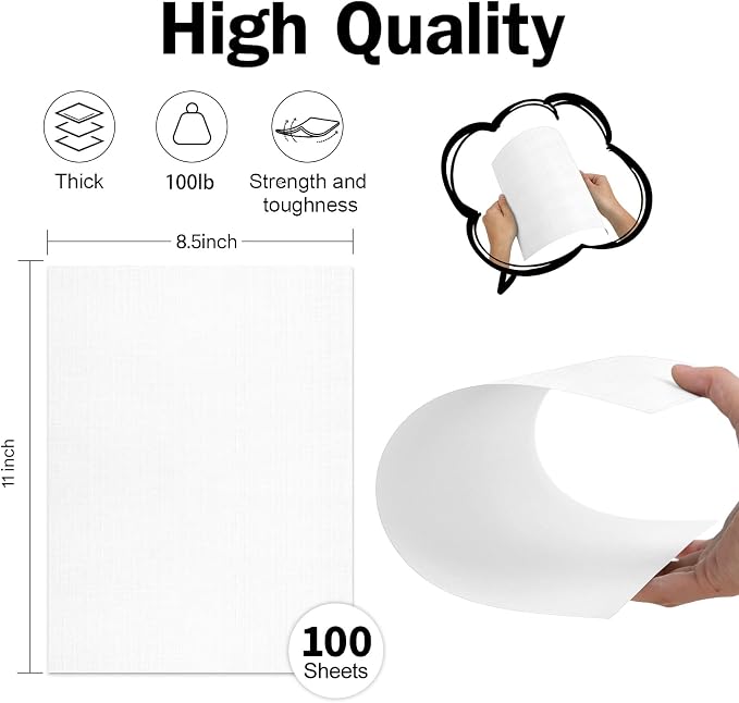 8.5x11 Linen Cardstock Textured Paper White 100lb | Goefun Heavy Duty Linen Letter Paper, Thick Card Stock White Printable for Invitations, Resume, Letter, Cardmaking, 100 Pack