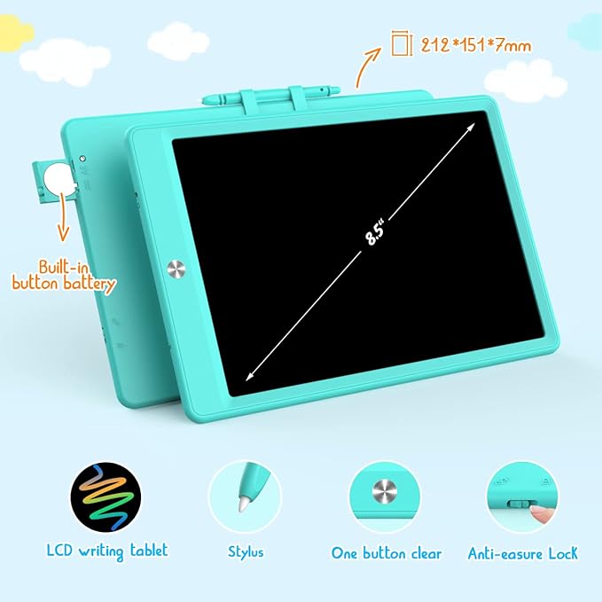 BUKEBU Toddler Toys for 3-6 Years Old Girls Boys, LCD Writing Tablet 8.5 Inch Doodle Board, Electronic Drawing Tablet, Drawing Pads,Travel Gifts for Kids Age 3 4 5 6 7 Year Old Girls Boys (Blue)