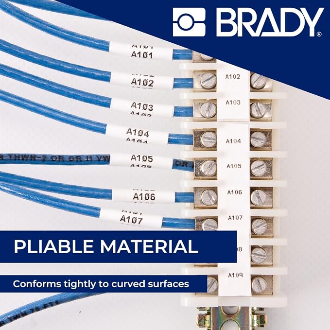Brady Authentic (M21-125-C-342) PermaSleeve Heat Shrink Tubing for Control and Electrical Panels, Wire Harness, Black on White-For M210, M210-LAB, M211, BMP21-PLUS and BMP21-LAB Printers, .235"W 7' L