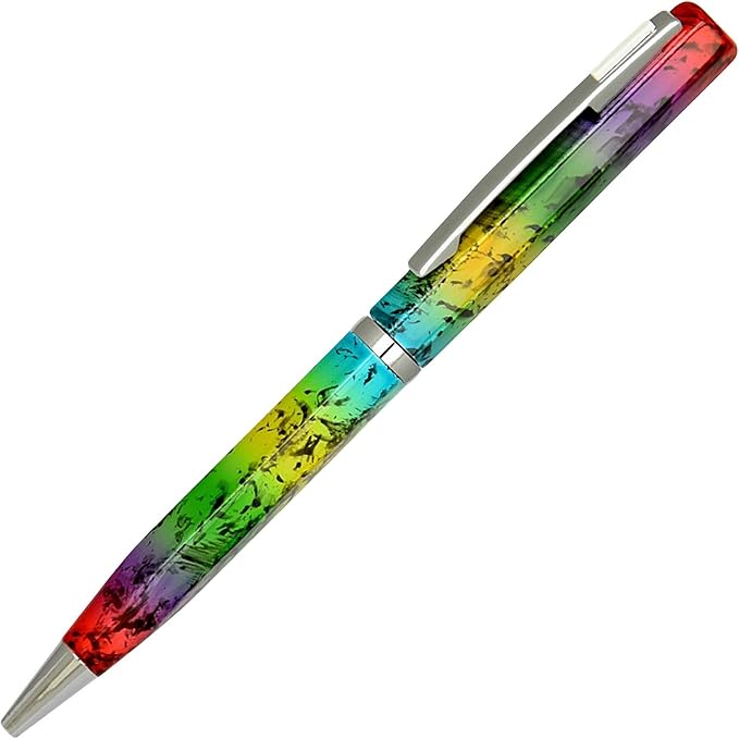 Lanier Licia Ballpoint Pen - Shiny Chrome Ring & Parts with Medium Tip 0.7mm Cross Style Refill (with Accents - White or Black or Pink or Purple)