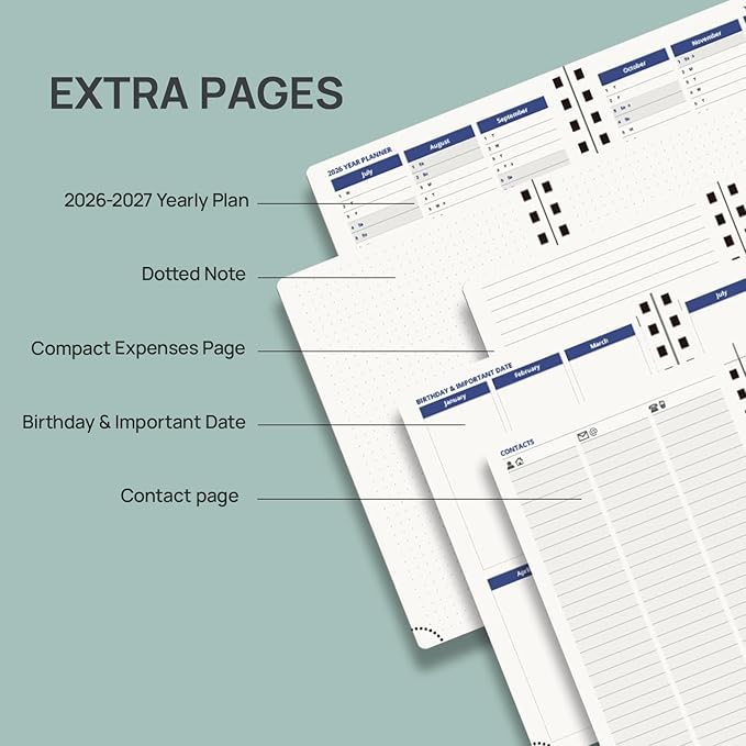 POPRUN Daily Planner 2026-2027 One Page Per Day, Calendar Book 6" x 8.5"