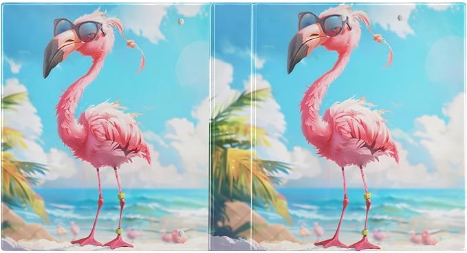 JIPONI 3 Ring Binder Funny Flamingo 1 Inch Round Binders for Men Women Students, Cute File Organizer for Office School, 1pc