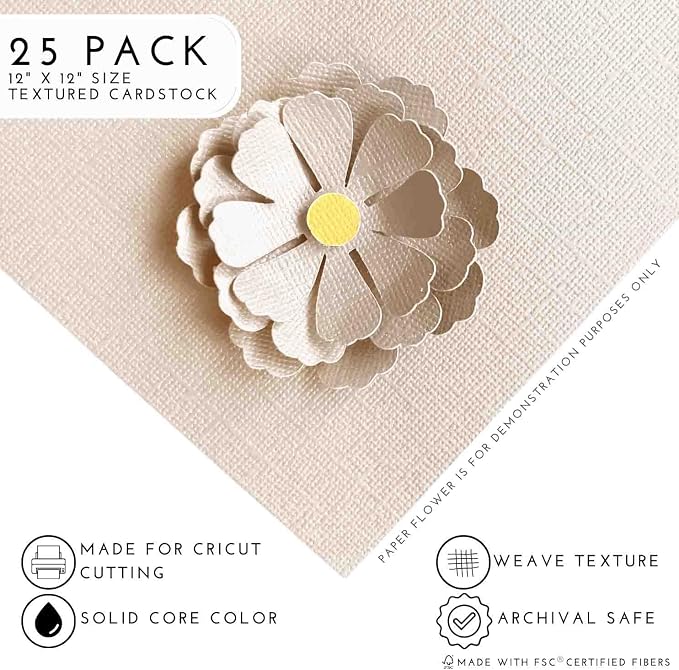 TOUCH OF PEACH—12x12 Textured Cardstock | 80lb Textured Orange Scrapbook Paper | Premium Cardstock for Cricut Cutting | 25 Sheets