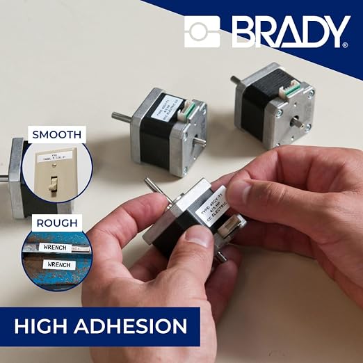 Brady Authentic (M4C-375-422) Aggressive Adhesive Multi-Purpose Polyester Labels 0.375 in Black on White. for use with The BMP41, BMP51, and M511 Label Printers