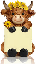 Thenshop Back to School Sunflower Highland Cow Pop up Sticky Note Dispenser | Fall Resin Highland Cow with 100 Sheets, Sticky Note Holder, 3 x 3 Inch, Highland Cow Desk Accessories, Classroom School Gift