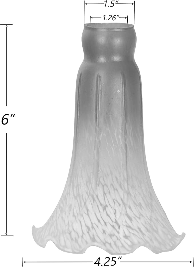 Bieye LS67 Lily Flower Blown Glass Lampshade (Red Blue, Opening I.D. 1.26" x O.D. 1.5")