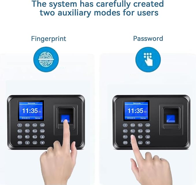 Time Clocks for Employees Small Business, Fingerprint Time Clock | Attendance Machine with PIN Code Biometric Punch Clock for Office, No WiFi Needed, 0 Monthly Fees, Clock in and Out System