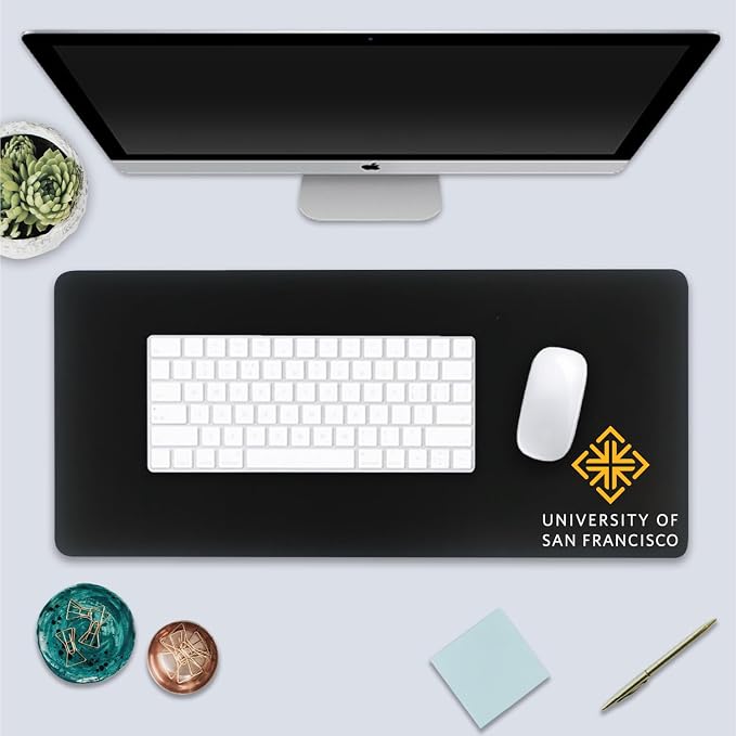 University of San Francisco Classic Cloth Desk Mat, Durable Office Supplies, Non-Slip Base, Responsive Desk Pad with Smooth Cloth Surface, Black
