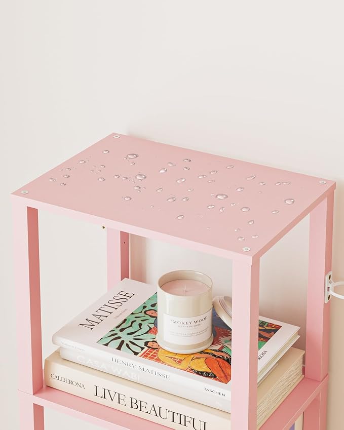 Open Book Shelf, 6 Tier Tall Bookshelf, Freestanding Shelf Narrow Bookcase with Open Shelves, 14.57" x 10.63" x 65.83", Book Shelves for Living Room, Office, Study, Pink
