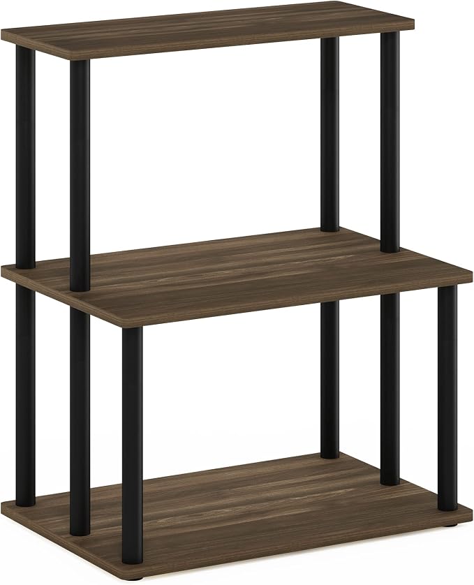 Furinno Turn-N-Tube 3-Tier Toolless Multipurpose Printer Stand Display Storage Shelf, Columbia Walnut/Black