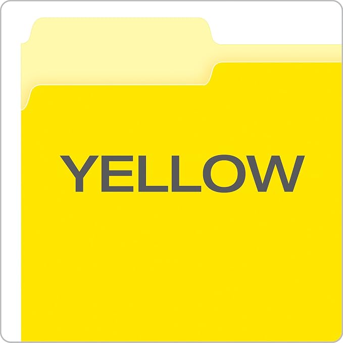 Pendaflex Two-Tone Color File Folders, Letter Size, Yellow, 1/3 Cut, 100 per box (152 1/3 YEL)