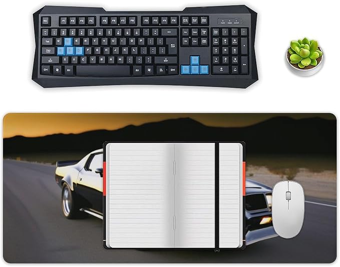 Classic American Muscle Car Mouse Pad Gaming Cool Mousepad Large Extended Computer Desk Pad Mat with Non-Slip Rubber Base Vintage Office Desk Accessories 35.4" x 15.7"
