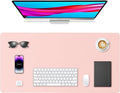 Leather Desk Pad Protector, Office Desk Mat, Large Mouse Pad, Non-Slip PU Leather Desk Blotter, Waterproof Computer Desk Writing Pad for Office and Home (Light Pink, 31.5" x 15.7")