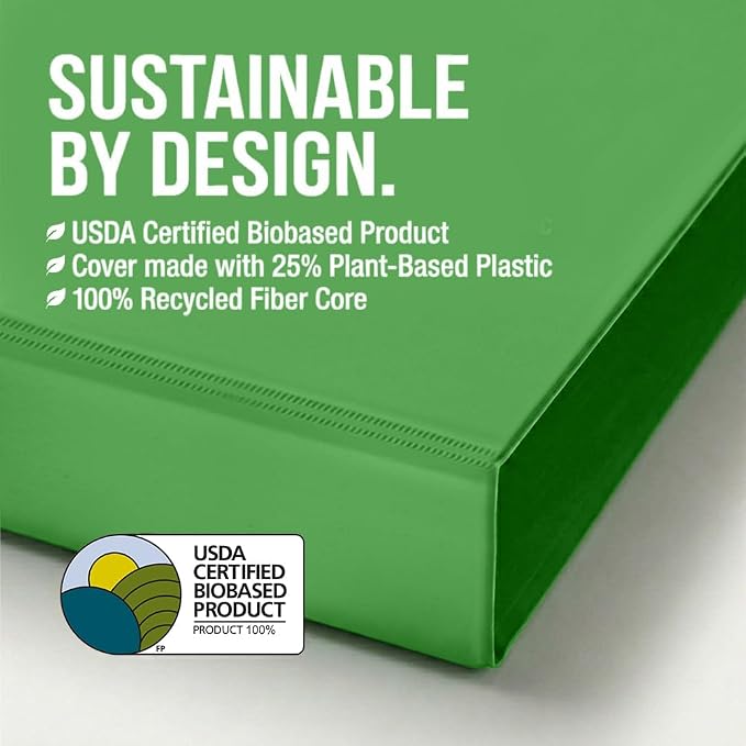 Samsill BioBinder 3 Inch (4-Pack) - Durable Plant-Based 3 Ring View Binder, USDA Certified Biobased, Customizable Nonstick Cover & Spine - 550 Sheet Capacity, Letter Size School Office Organizer