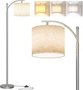 SUNMORY Arc Floor Lamp, Modern Floor Lamp with 9W 3 Color Temperatures Bulb | Metal Standing Lamps with Adjustable Hanging Lampshade,Tall Floor Lamps for Living Room,Bedroom, Office, Nickel