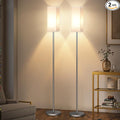 2Pack Floor Lamp, Pole with Foot Switch, Modern Standing Lamp Lamp, Minimalist Freestanding Lamp (Bulb Not Included), for Living Room, Bedroom Office ETL Listed, Silver and Beige SE07LDP205