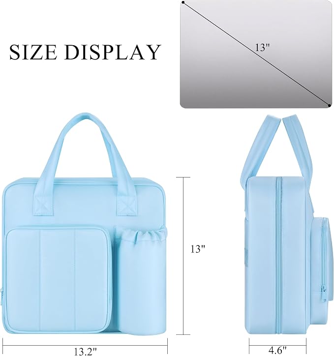 Upgraded Zipper Binder | 3-Inch & 2-Inch O-Rings, 600 Sheet Capacity Trapper Keeper with 13 Inch Laptop Sleeve & Water Bottle Holder, Binder Bag with Multi-Pockets & Shoulder Strap (Blue)