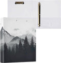 3 Ring Binder, Nature Mountains and Forest Clipboard Binder with 2 Pockets, 1.5 Inch Three Ring Binder Heavy Duty Round Ring Binders for Office Supplies#405