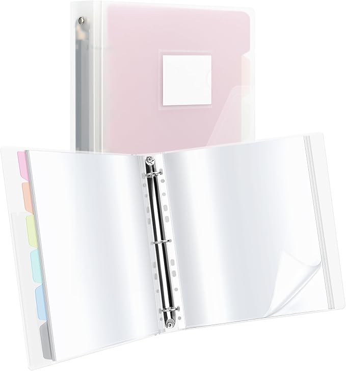 80-Pocket Clear Binder with Plastic Sleeves for Letter/A4 Size | Document Binder Organizer for Papers, Certificates and Artwork, Macaron PP Divider Pages for Presentation