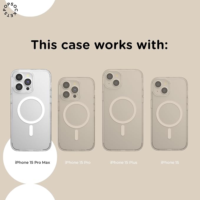 PopSockets iPhone 15 Pro Max Phone Case w/MagSafe- Shimmer | Magnetic, Wireless Charging, Camera & Drop Protection, Rainbow, Colorful, iPad, Removable, Popper