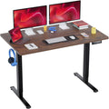 PayLessHere 48 Inch Electric Standing Desk Computer Desk with Large Space and Headphone Holder Office Desk with Electric Lifting and 2 Memory Function for Office Meeting Room,Brown