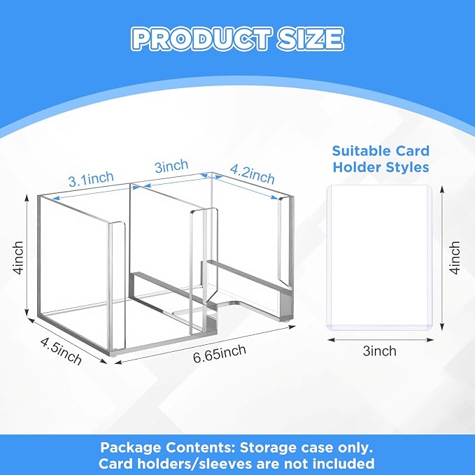 Acrylic Top Loaders Dispenser & Penny Sleeve Holder, Card Pack Dispenser with Pull-out Bottom Clear Desktop Storage Box for Trading TCG Sports Cards(2-in-1,6.6 x 4.5 x 4 Inch)