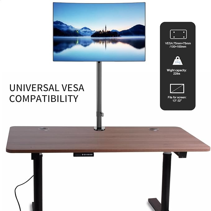 Pholiten Single Tall Monitor Stand Desk Mount，Extra Tall 31 Inch Fully Adjustable Monitor Mount for 13-32 Inch LCD Screen,Holds up to 22lbs | Fully Adjustable Tall Monitor Arm for 13-32 Inch LCD Screen, Holds up to 22lbs