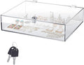 Clear Acrylic Locking Display Case with Keys Large Medication Lock Box Snack Fridge Lock Acrylic Figure Display Case Storage Box for Collectibles Figures Jewelry Toy (12" X 8" X 2.76")
