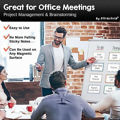 Attractivia Dry Erase Magnetic Labels 5.6 x 3.7 in, Pattern Borders, Large Dry Erase Magnets, 36-Pack, Erasable Write-On All-Purpose Labels, for Office, Education, Home, Whiteboard