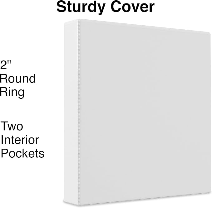 Staples Simply View 2-Inch Round Ring Binder, White | Economy 3-ring binder for school and office document organization.
