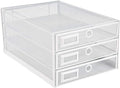Annova Desk Organizer Wire Mesh 3 Tier Sliding Drawers Paper Sorter/Multifunctional/Premium Solid Construction for Letters, Documents, Mail, Files, Paper, Kids' Art Supplies (White)