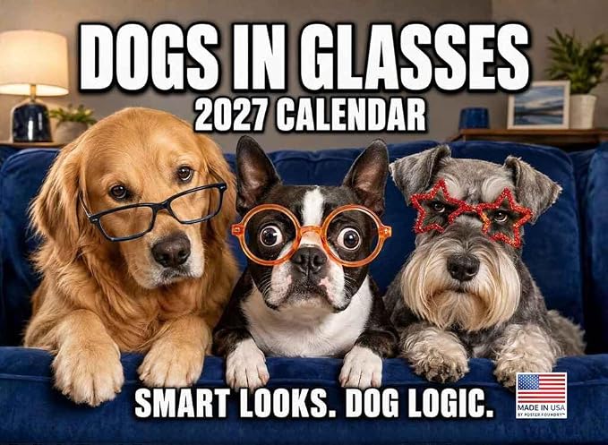 Dogs In Glasses Calendar 2027 Cute Animal Optometrist Eye Doctor Gift Opthalmologist