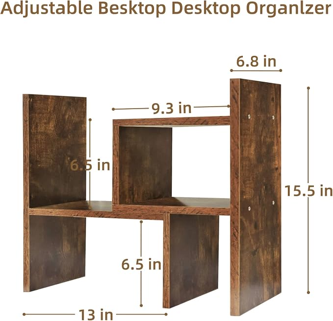 TY ARTS & CULTURE Expandable Wood Desktop Organizer Countertop Bookshelf | expandable desk bookshelf, multipurpose display shelf rack,countertop shelf, home office bookcase,tabletop storage