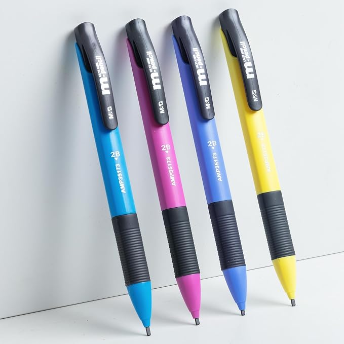 M&G Thick Lead Mechanical Pencil Set, With Colorful Barrel Thick Point (1.8mm), With Erasers, Writes Smooth & Dark, School Supplies, Office Supplies, Sketching Pencils, Drafting Pencil, 12 Count